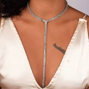 Rhinestone Choker long Necklace